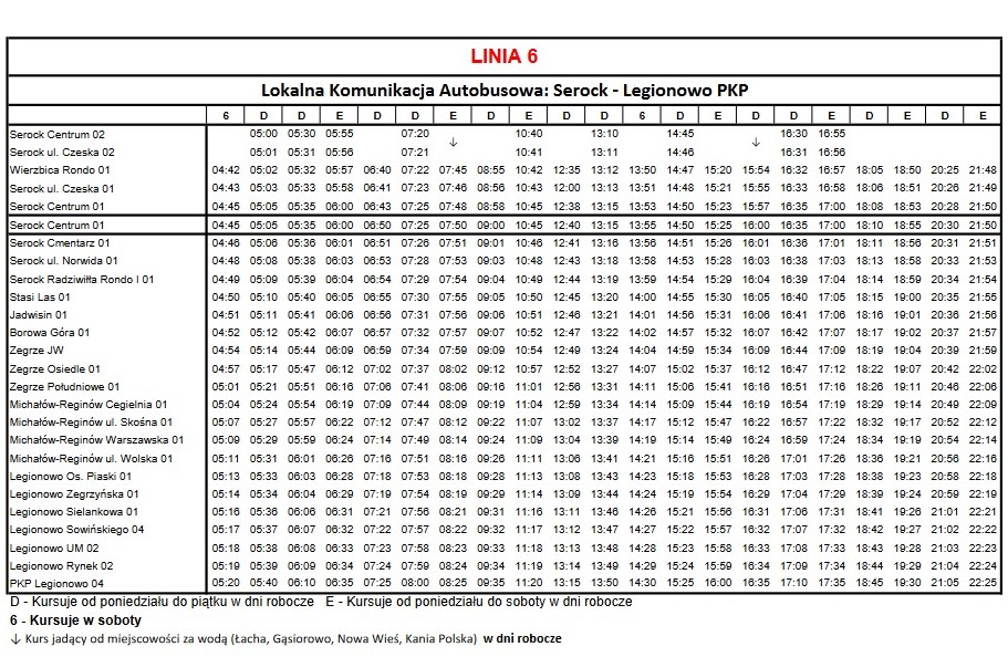 Rozkład Serock-PKP Legionowo