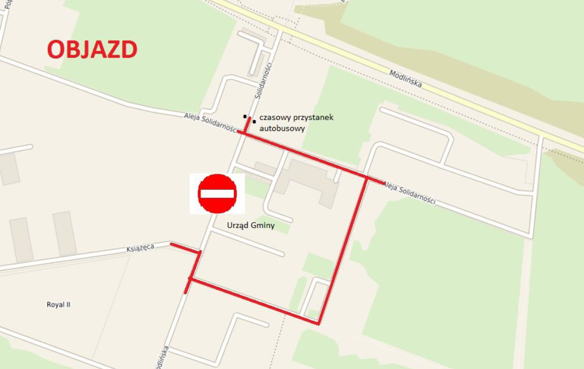 mapa objazdu