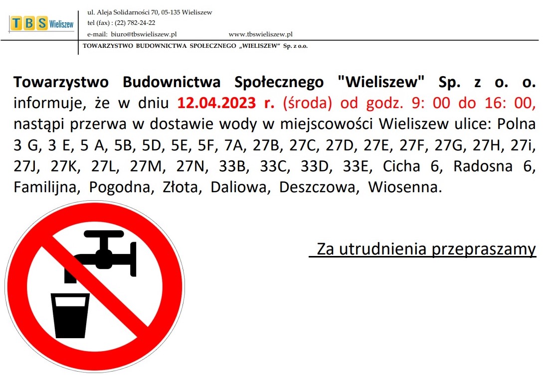 przerwa w dostawie wody
