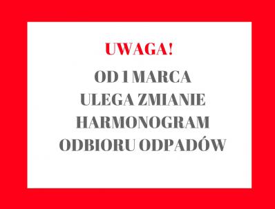 Zmiana harmonogramu odbioru odpadów