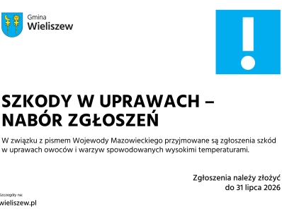 Szkody w uprawach - nabór zgłoszeń